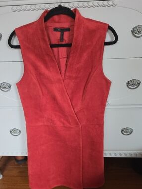 BCBGeneration Sleeveless Red Suede Like Wrap Vest
